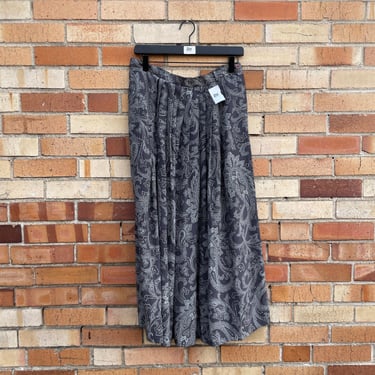 vintage 90s grey silk paisley maxi skirt / 31" l large 