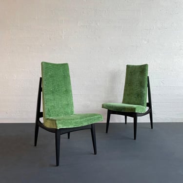 Pair Of Mid-Century Modern Highback Accent Chairs