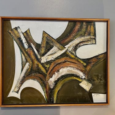 1960s Abstract Oil on Canvas, Framed signed JASPER
