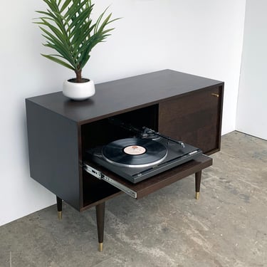 Whitewater Record Cabinet with Pull-out Shelf - Solid Cherry - Java Finish - In Stock! 