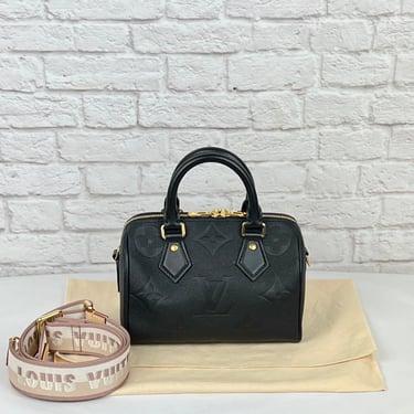 Louis Vuitton Speedy 20 Empreinte Leather W/ Textile Strap, Black/Beige