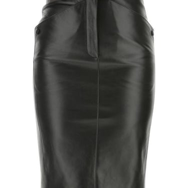 Saint Laurent Woman Black Nappa Leather Skirt