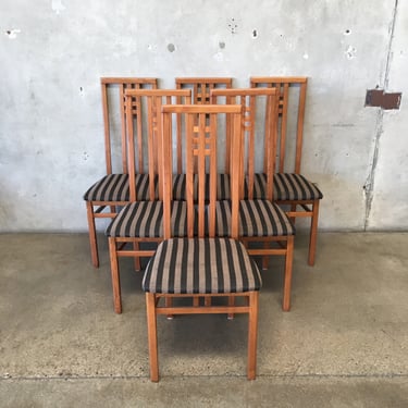 Set of Six Mid Century Teak Dining Room Chairs