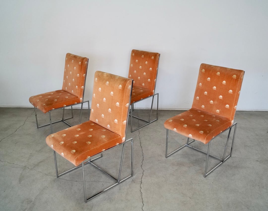 Set of Four MidCentury Modern Chrome Dining Chairs Cyclic Furniture