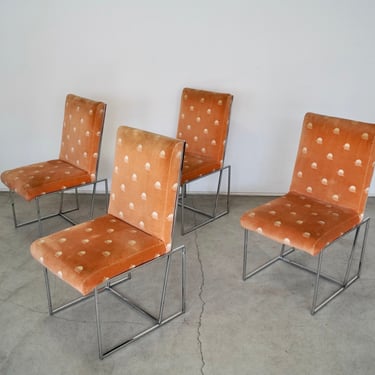 Set of Four Mid-Century Modern Chrome Dining Chairs 