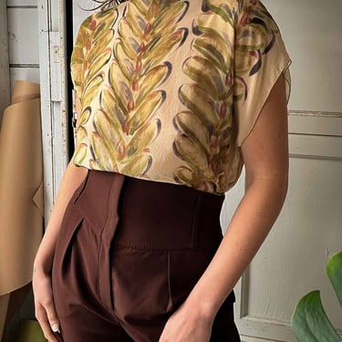70s Hand Painted Silk Top