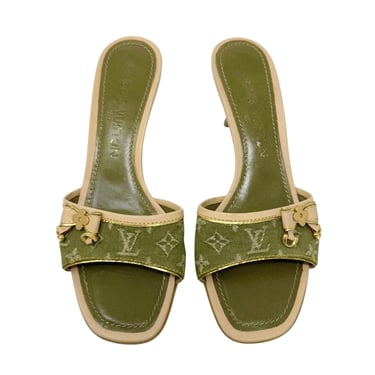 Louis Vuitton Olive Denim Kitten Heels