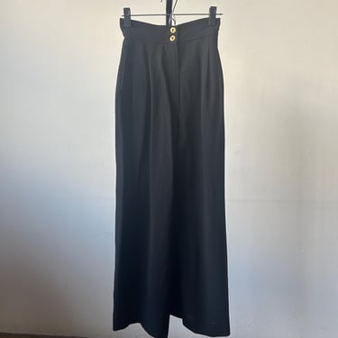 8046t / christian lacroix black wool crepe wide leg pants 