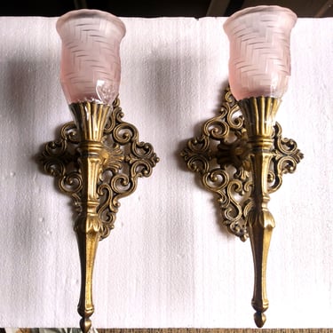 Vintage Victorian Style, French Style Sconces made of SOLID BRASS (2) 