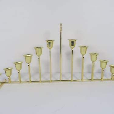Vintage Brass Metal Candle Holder - Vintage Long Brass Mantle Candelabra 