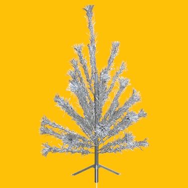 Vintage Aluminum Christmas Tree Retro 1960s Mid Century Modern + The Peco + Size 4 Ft. + Silver + Trumpet Style + Complete + In Box + Xmas 