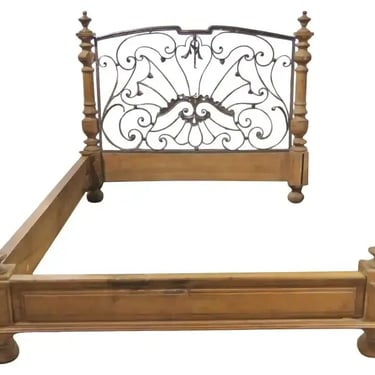 Napoleonic Style Solid Walnut and Iron Queen Width Bed Circa 1820s