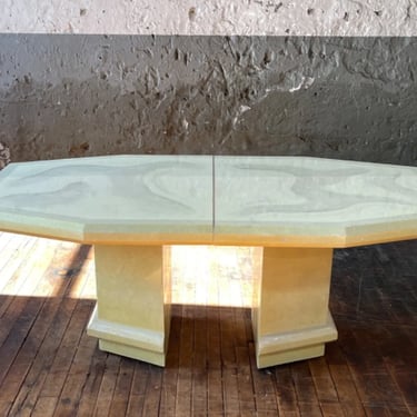 Post Modern Faux Marble Double Pedestal Dining Table ART DECO 80s MCM VINTAGE