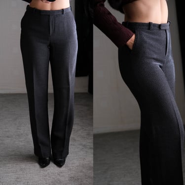 Vintage GIORGIO ARMANI COLLEZIONI Black & Gray Herringbone High Waisted Pants | Made in Italy | 2000s Y2K Armani Designer Winter Slacks 