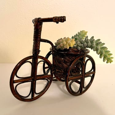 Vintage Mario Torres Lopez Style Rattan Bicycle Planter. 