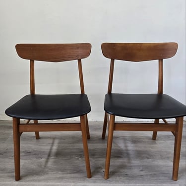 Pair of Danish Teak Dining Chairs with Chevron Back