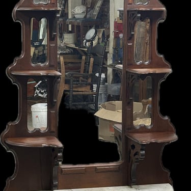 Victorian walnut and marble etagere 