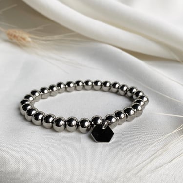 stainless steel beads bracelet 8mm | stacking yoga bracelet | beaded bracelets | stretch | elastic  | gold plated or stainless steel 