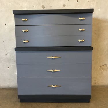 Vintage 1960's Black &amp; Gray Mid Century Dresser with Four Drawers
