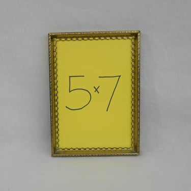 Vintage Picture Frame - Gold Tone Metal w/ non-glare Glass - Unusual Filigree Trim - Tabletop or Wall - Holds 5