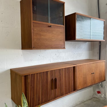 Mid Century Floating Credenza or Bar Cabinet Wall Unit 