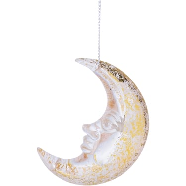 STH Glass Crescent Moon with Face Ornament