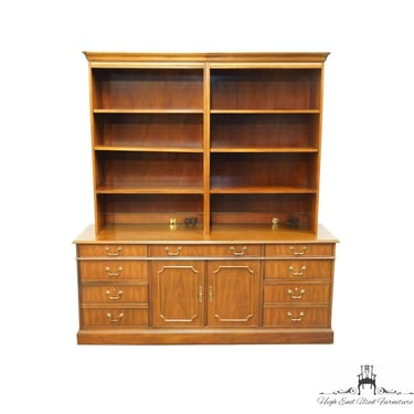 NATIONAL MT. AIRY Solid Mahogany Traditional Style 72" Executive File Credenza w. Bookcase 1055-286 