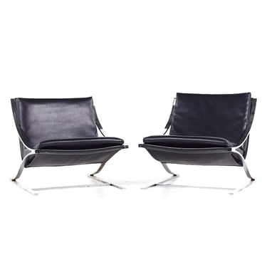 Paul Tuttle for Carson Johnson Mid Century "Z" Chrome Lounge Chairs - Pair - mcm 