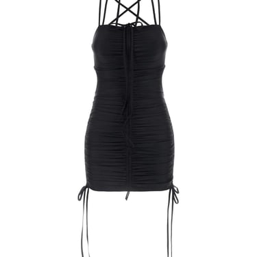 Balenciaga Women Black Stretch Nylon Mini Dress | Luosophy