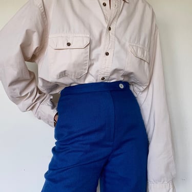 vintage crème cotton menswear blouse xl 