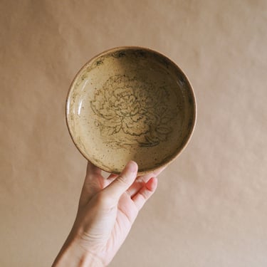 Bamboo Brush Peony Dish // handmade ceramic pottery 