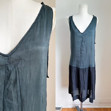 Vintage 1920s Black Sheer Cotton Drop Waist Dress / XS-S 