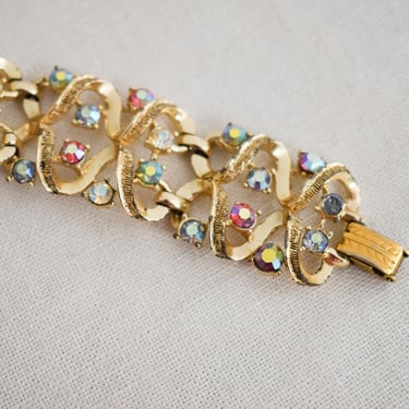 1960s AB Rhinestone Gold Bracelet 