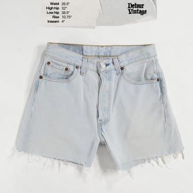 Vintage Levi's 501 Jean Shorts W28 Tag, 26 Waist, 1990s Made in USA, 100% Cotton Denim, Button Fly Cut-offs 