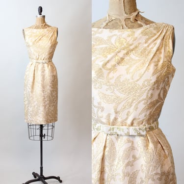 1950s GOLD brocade cocktail dress xs | new fall 