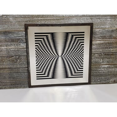 1960s Vintage Op Art Framed Mirror, Optical Illusion Mod Wall Hanging, Mid Century Modern, Space Age, Brytone, Vintage Home Decor 
