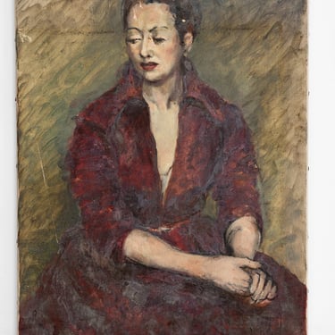 Seated Portrait of a Woman in Red Dress