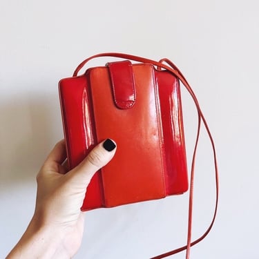 Vintage Barbara Bolan 1970s Red Leather Cross Body Bag 