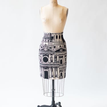 1980s Architectural Print Skirt | Genny 