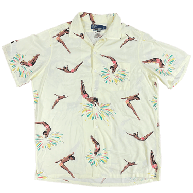 Vintage Polo Ralph Lauren Yellow "Saranac Camp" Collar Diver Shirt