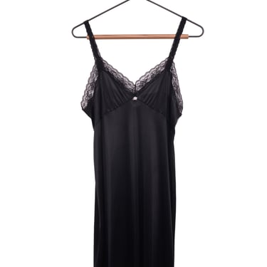 Black Lace Trim Slip Dress