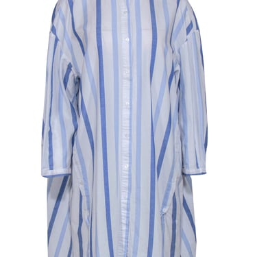 Love Binetti - White &amp; Blue Striped Button Up Dress Sz XS
