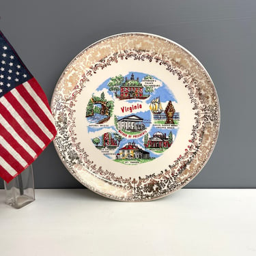 Virginia state souvenir plate - 1960s vintage plate wall decor 