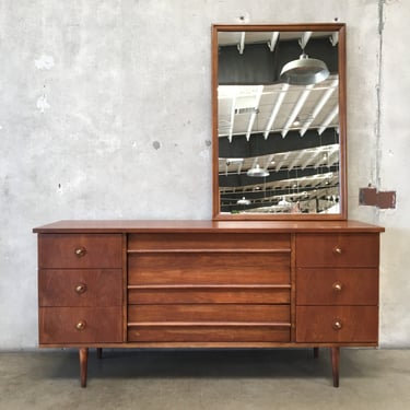 Mid Century Nine Drawer Dresser with Mirror by Hanover