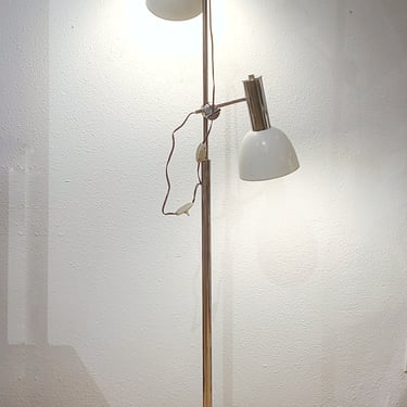 70s ITALIAN CHROME DOUBLE-HEADED FLOOR LAMP WITH MARBLE BASE