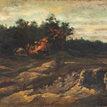 Barbizon School Pastoral Scene Oil, 19th C.