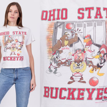 90s Ohio State Buckeyes Looney Tunes Basketball T Shirt - Small | Vintage Bugs Bunny Taz Graphic Sports Tee 