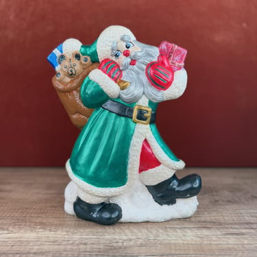 Jolly Santa Statue Handpainted Cheerful Christmas Decor Festive Display Red White Holiday Accent 