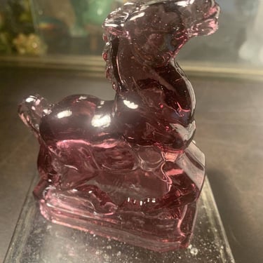 Vintage Boyd Art Glass Impatient Purple Joey The Horse Figurine Glass 