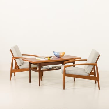 Vintage elevator teak table attr. to Kai Kristiansen, 1960s 